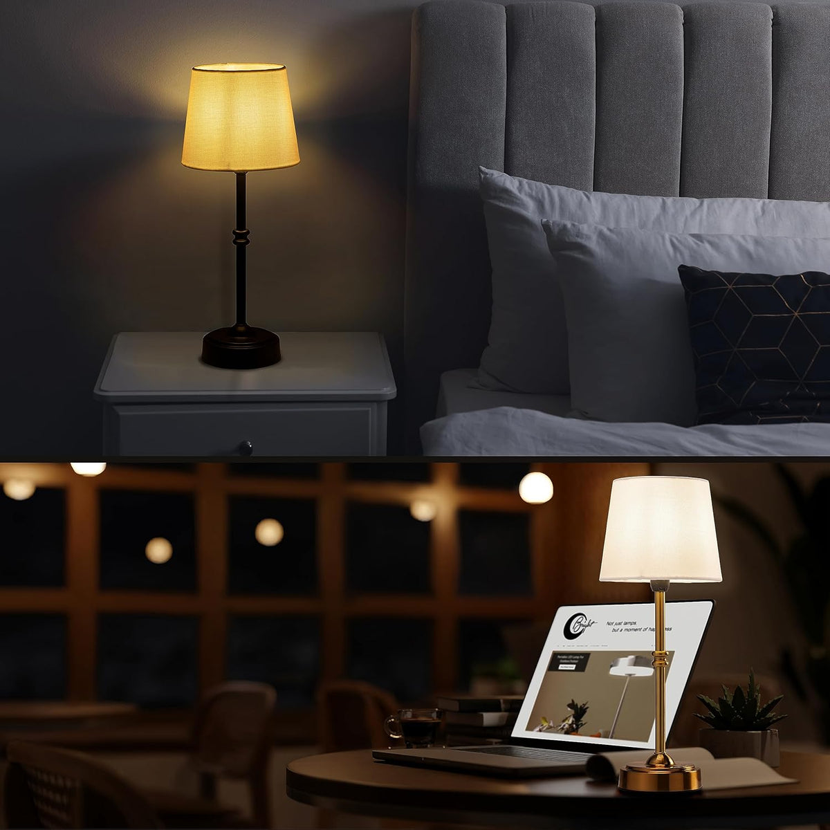 Seraph Cordless Rechargeable LED Table Lamp, Antique Brass