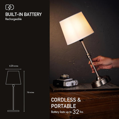 Seraph Cordless Rechargeable LED Table Lamp, Antique Brass
