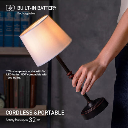 Seraph Cordless Rechargeable LED Table Lamp, Antique Brass