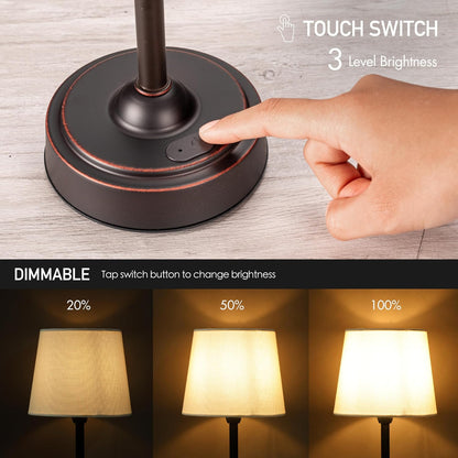 Seraph Cordless Rechargeable LED Table Lamp, Antique Brass