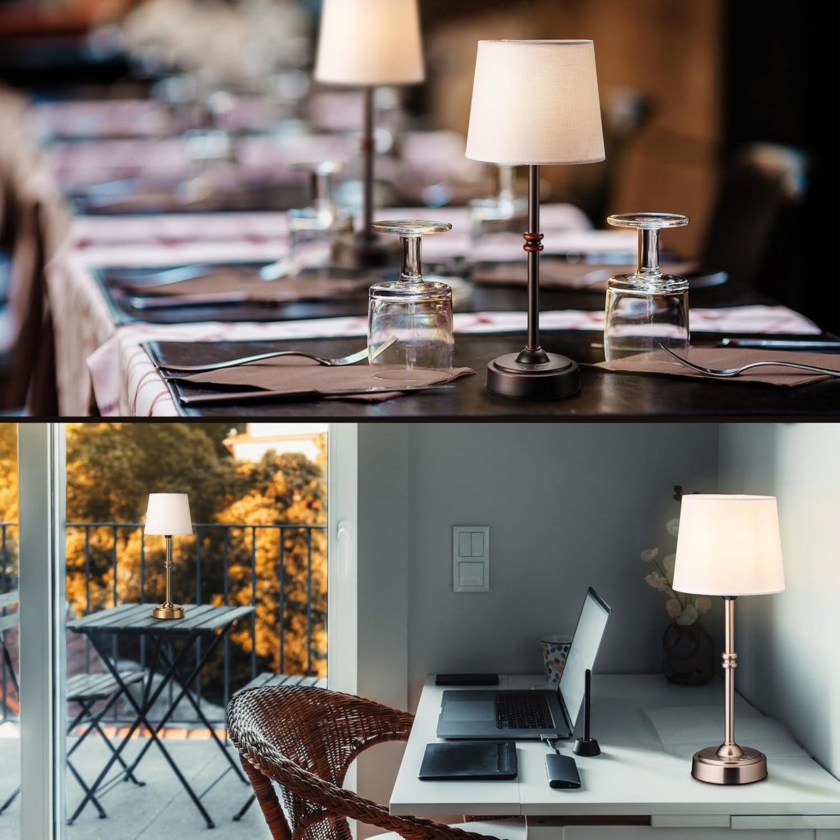 Seraph Cordless Rechargeable LED Table Lamp, Antique Brass