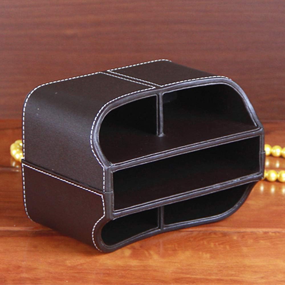 Antique Leather Remote Control Holder 360 Degree Spinning,Desk Rotating Organizer/Caddy for TV Remote Controllers,Pen,Calculator Media Player,DVD,Office Supplies,Mobile Phone Storage Box (Retro)