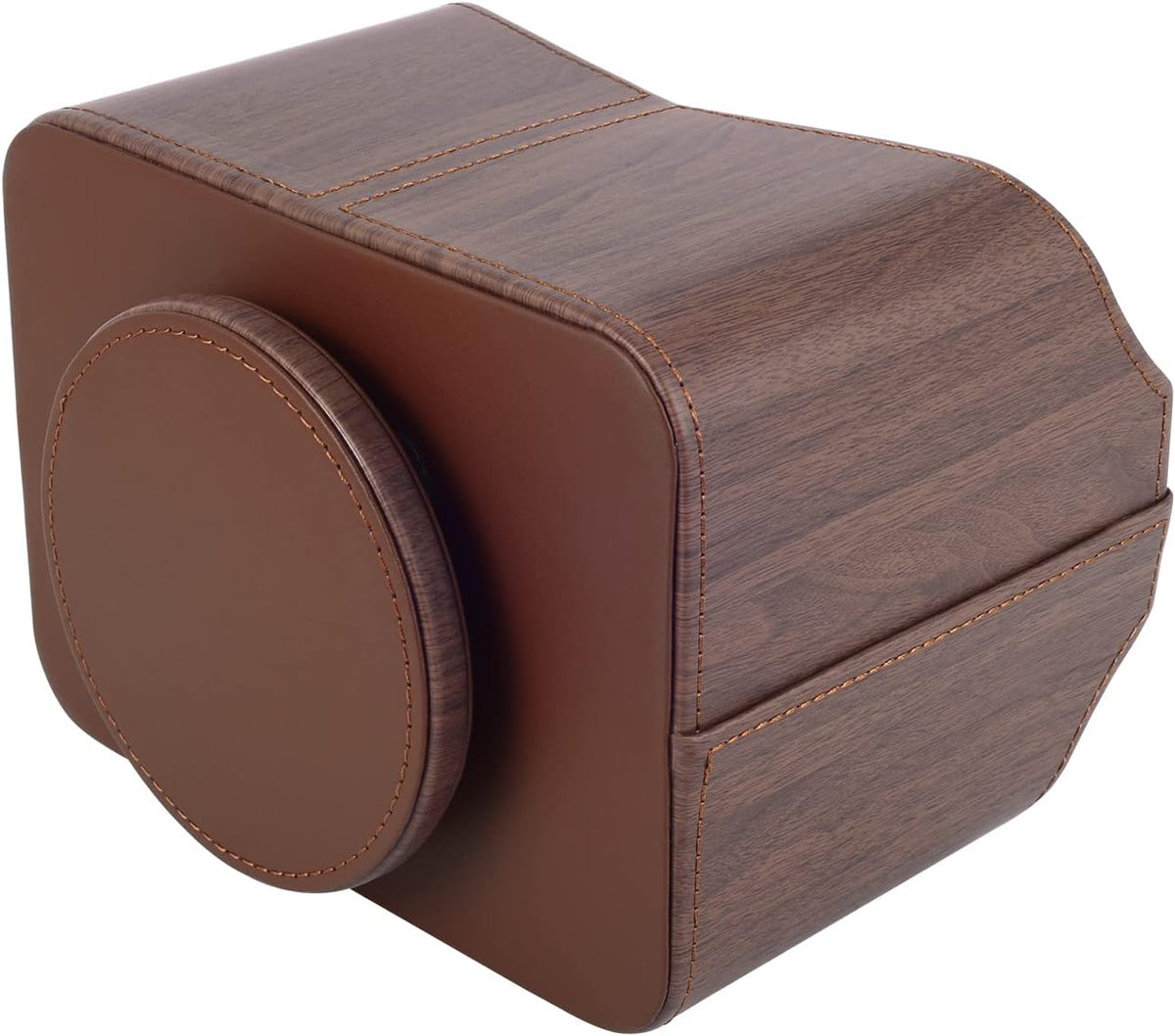 Antique Leather Remote Control Holder 360 Degree Spinning,Desk Rotating Organizer/Caddy for TV Remote Controllers,Pen,Calculator Media Player,DVD,Office Supplies,Mobile Phone Storage Box (Retro)