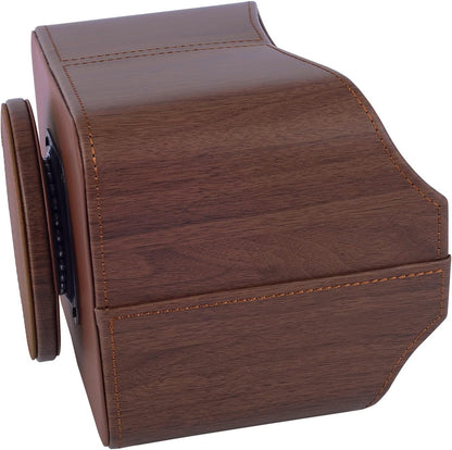 Antique Leather Remote Control Holder 360 Degree Spinning,Desk Rotating Organizer/Caddy for TV Remote Controllers,Pen,Calculator Media Player,DVD,Office Supplies,Mobile Phone Storage Box (Retro)