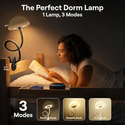 Shroommate Dorm Room Essential Clip On Bed Light for Dorm Room - White
