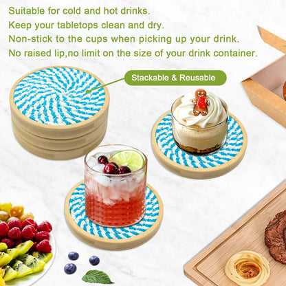 Coasters for Drinks Absorbent, 4.3 inches Woven Coasters for Coffee Tables, Wooden Drink Coasters for Table Protection, Reusable Drink Coasters for Kitchen, Farmhouse, Bar, Office, Brown