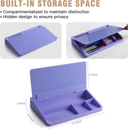 Desktop Glass Whiteboard with Storage, 5 Markers and Eraser, Purple