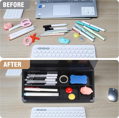 Desktop Glass Whiteboard with Storage, 5 Markers and Eraser, Purple