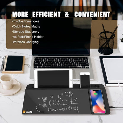 Desktop Glass Whiteboard with Storage, 5 Markers and Eraser, Purple