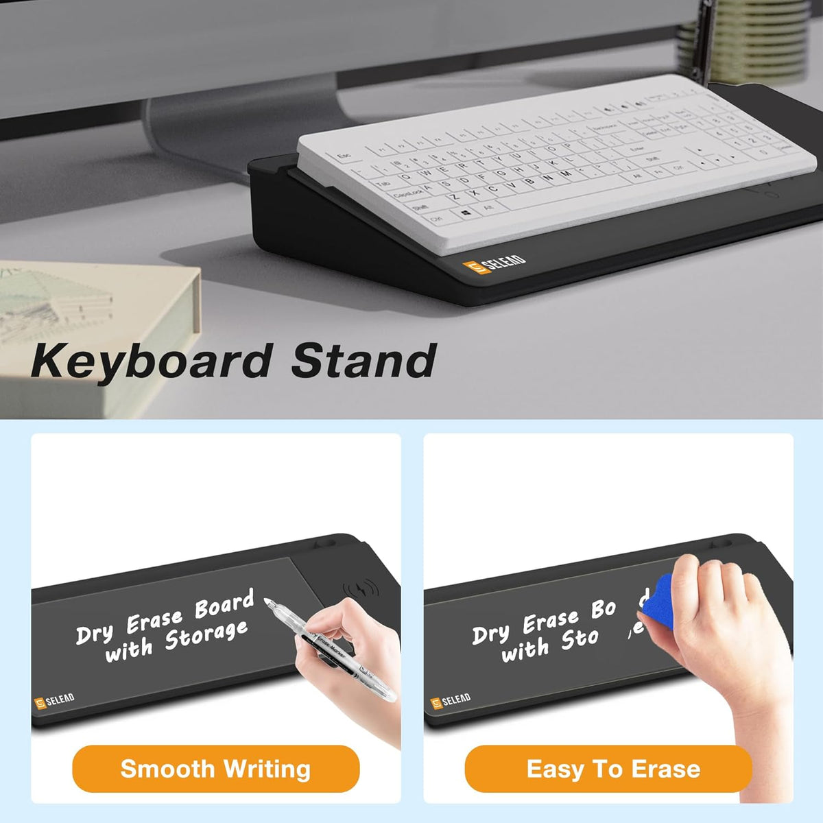 Desktop Glass Whiteboard with Storage, 5 Markers and Eraser, Purple