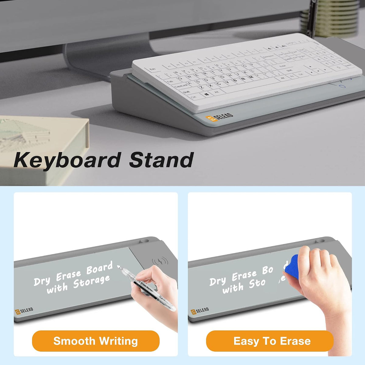 Desktop Glass Whiteboard with Storage, 5 Markers and Eraser, Purple