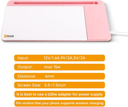 Desktop Glass Whiteboard with Storage, 5 Markers and Eraser, Purple