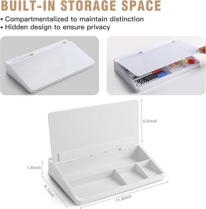 Desktop Glass Whiteboard with Storage, 5 Markers and Eraser, Purple
