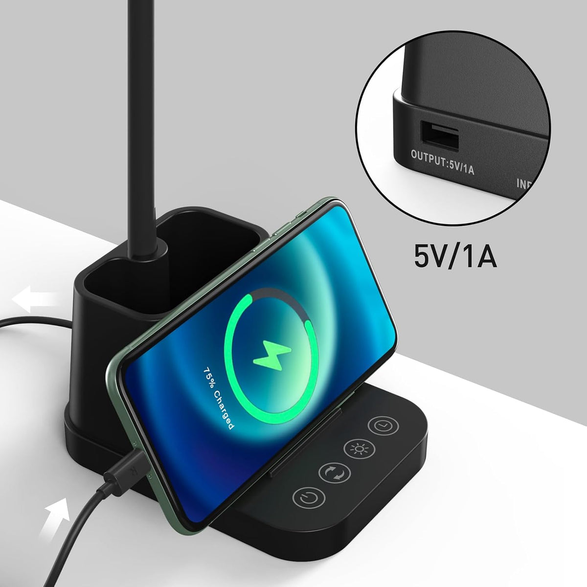 AXX LED Desk Lamp with USB Charging Port for College Dorm Room