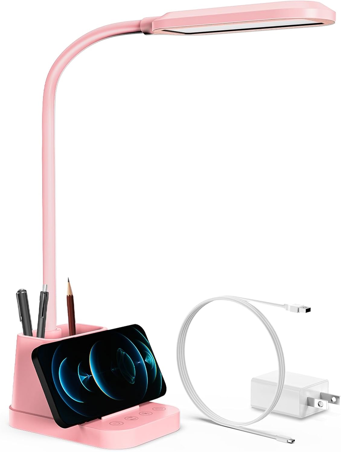 AXX LED Desk Lamp with USB Charging Port for College Dorm Room