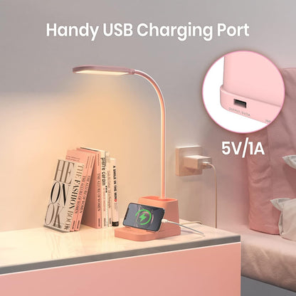 AXX LED Desk Lamp with USB Charging Port for College Dorm Room