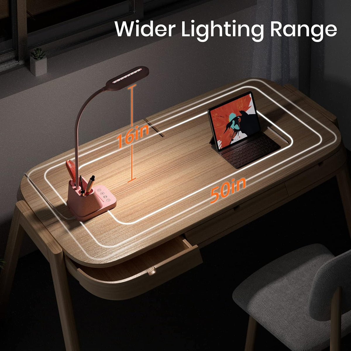 AXX LED Desk Lamp with USB Charging Port for College Dorm Room