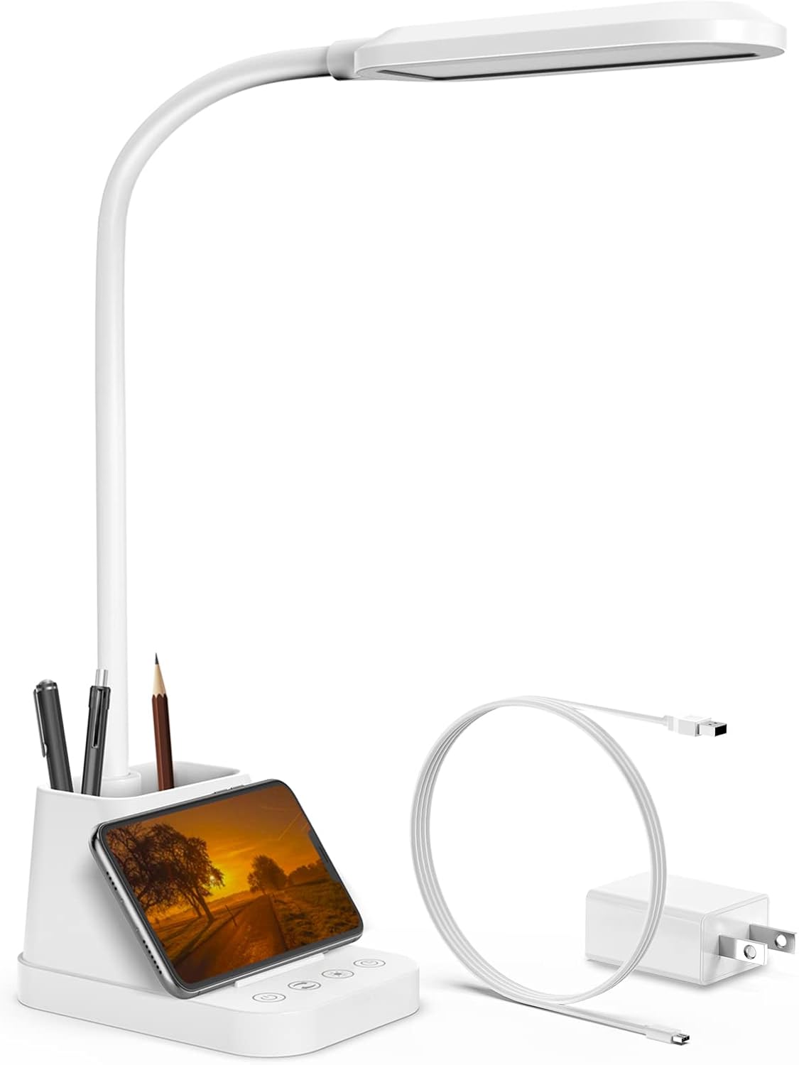 AXX LED Desk Lamp with USB Charging Port for College Dorm Room