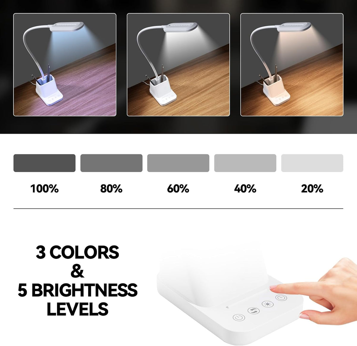 AXX LED Desk Lamp with USB Charging Port for College Dorm Room