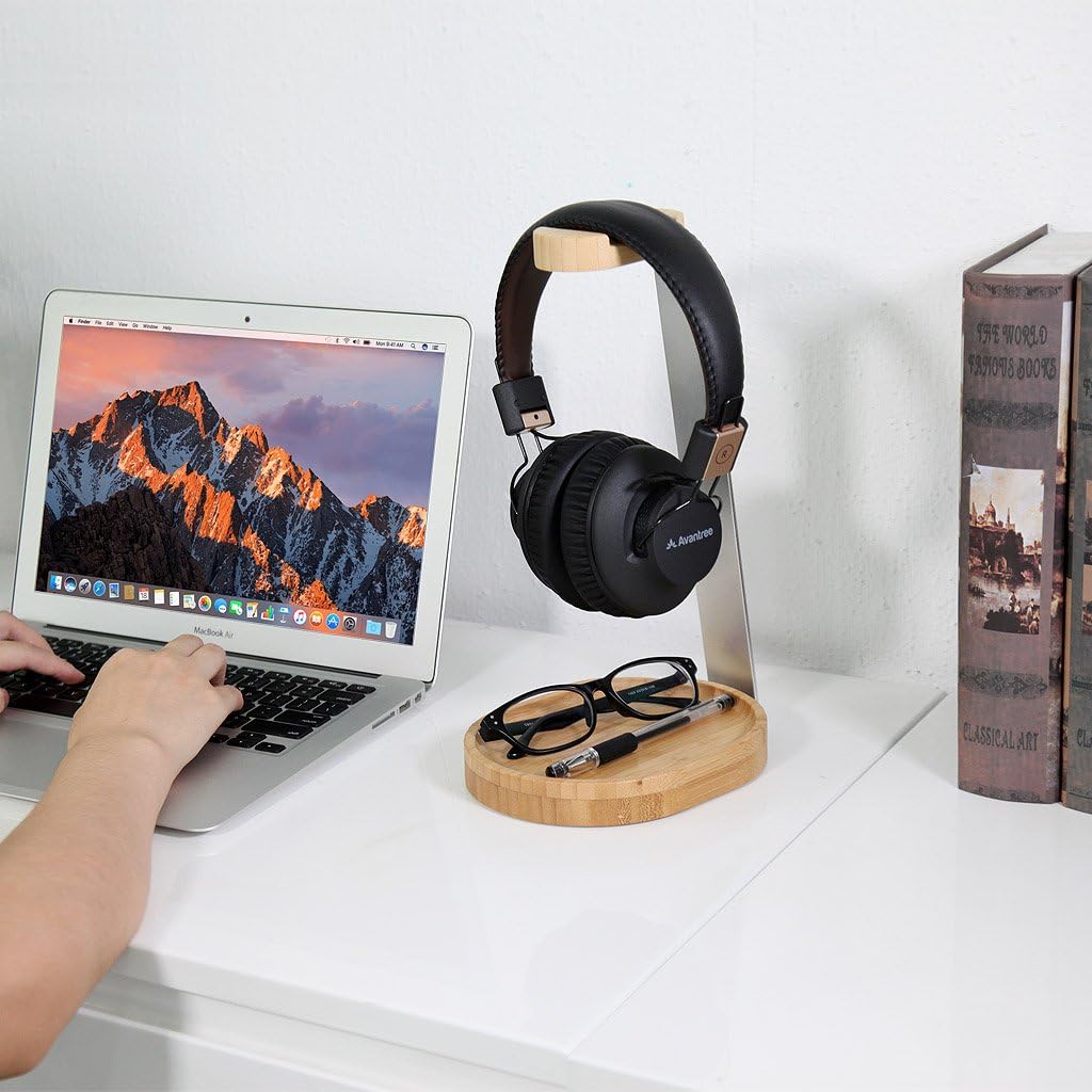TR902 - Wood and Aluminum Headphone Stand with Cable Holder