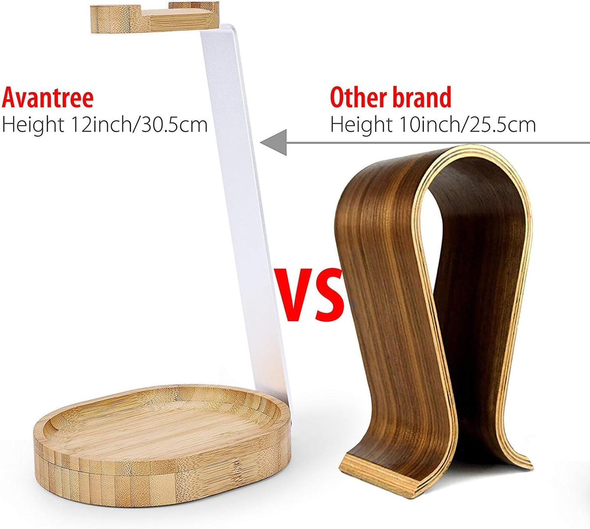 TR902 - Wood and Aluminum Headphone Stand with Cable Holder