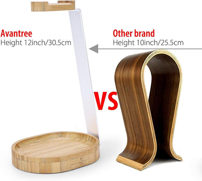 TR902 - Wood and Aluminum Headphone Stand with Cable Holder