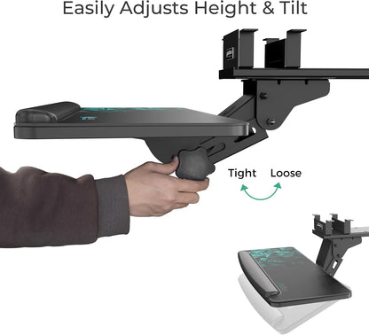Height Adjustable Mouse & Keyboard Tray Under Desk, 28x10'' Large Slide Out Swivel Tilt Computer Keyboard Drawer with Pad for Gaming Home Office, Dual Mount