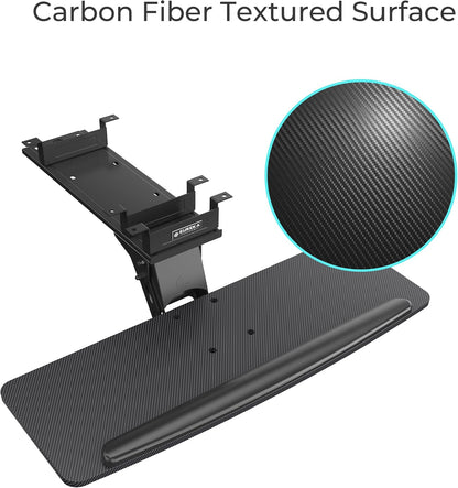 Height Adjustable Mouse & Keyboard Tray Under Desk, 28x10'' Large Slide Out Swivel Tilt Computer Keyboard Drawer with Pad for Gaming Home Office, Dual Mount