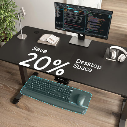 Height Adjustable Mouse & Keyboard Tray Under Desk, 28x10'' Large Slide Out Swivel Tilt Computer Keyboard Drawer with Pad for Gaming Home Office, Dual Mount