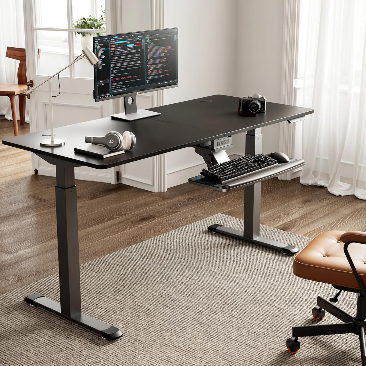 Height Adjustable Mouse & Keyboard Tray Under Desk, 28x10'' Large Slide Out Swivel Tilt Computer Keyboard Drawer with Pad for Gaming Home Office, Dual Mount