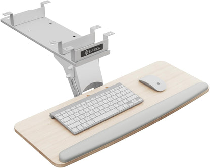 Height Adjustable Mouse & Keyboard Tray Under Desk, 28x10'' Large Slide Out Swivel Tilt Computer Keyboard Drawer with Pad for Gaming Home Office, Dual Mount