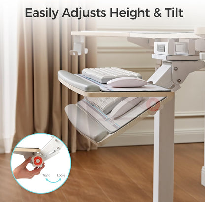 Height Adjustable Mouse & Keyboard Tray Under Desk, 28x10'' Large Slide Out Swivel Tilt Computer Keyboard Drawer with Pad for Gaming Home Office, Dual Mount
