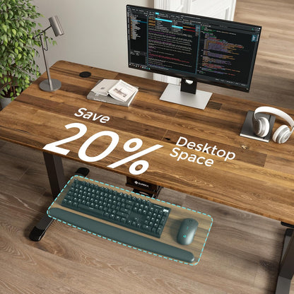 Height Adjustable Mouse & Keyboard Tray Under Desk, 28x10'' Large Slide Out Swivel Tilt Computer Keyboard Drawer with Pad for Gaming Home Office, Dual Mount