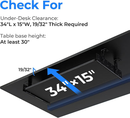 Height Adjustable Mouse & Keyboard Tray Under Desk, 28x10'' Large Slide Out Swivel Tilt Computer Keyboard Drawer with Pad for Gaming Home Office, Dual Mount