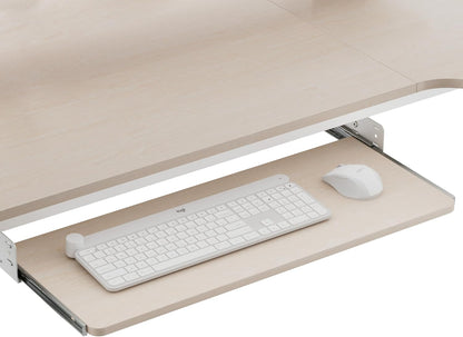 Height Adjustable Mouse & Keyboard Tray Under Desk, 28x10'' Large Slide Out Swivel Tilt Computer Keyboard Drawer with Pad for Gaming Home Office, Dual Mount