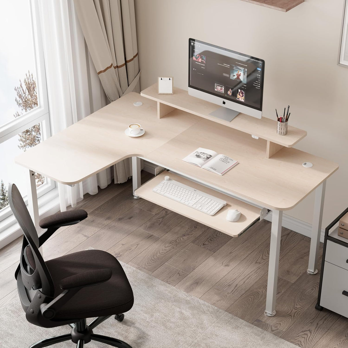 Height Adjustable Mouse & Keyboard Tray Under Desk, 28x10'' Large Slide Out Swivel Tilt Computer Keyboard Drawer with Pad for Gaming Home Office, Dual Mount