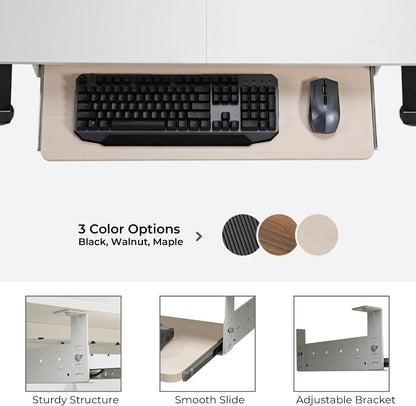 Height Adjustable Mouse & Keyboard Tray Under Desk, 28x10'' Large Slide Out Swivel Tilt Computer Keyboard Drawer with Pad for Gaming Home Office, Dual Mount