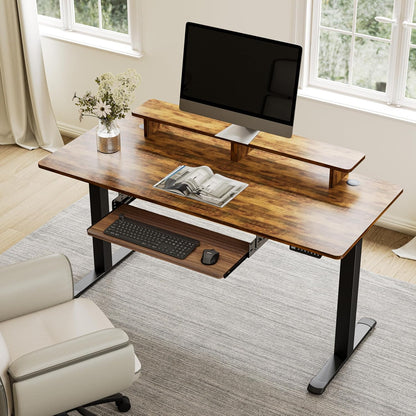 Height Adjustable Mouse & Keyboard Tray Under Desk, 28x10'' Large Slide Out Swivel Tilt Computer Keyboard Drawer with Pad for Gaming Home Office, Dual Mount