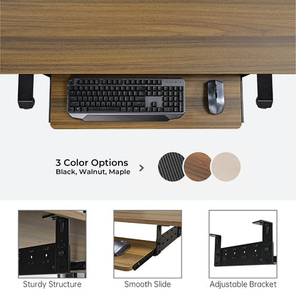 Height Adjustable Mouse & Keyboard Tray Under Desk, 28x10'' Large Slide Out Swivel Tilt Computer Keyboard Drawer with Pad for Gaming Home Office, Dual Mount