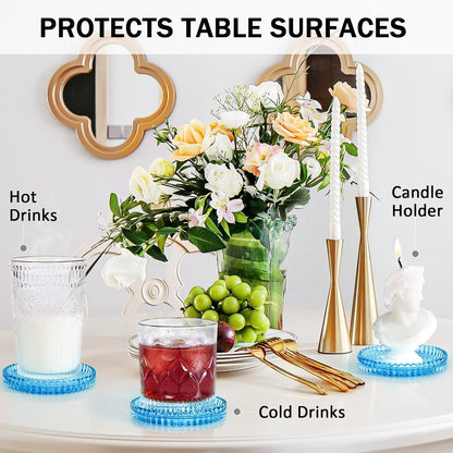 Modern Clear Glass Coasters Set of 6, Cute Coasters Table Mats for Drinks