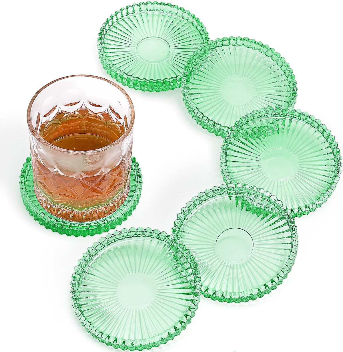 Modern Clear Glass Coasters Set of 6, Cute Coasters Table Mats for Drinks