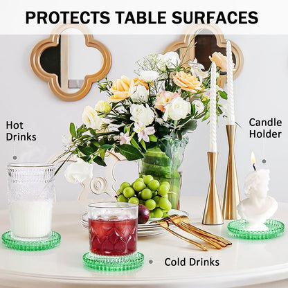 Modern Clear Glass Coasters Set of 6, Cute Coasters Table Mats for Drinks
