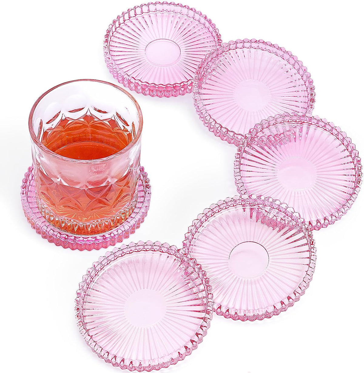 Modern Clear Glass Coasters Set of 6, Cute Coasters Table Mats for Drinks