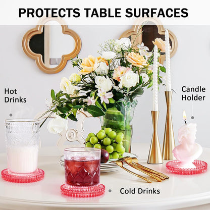 Modern Clear Glass Coasters Set of 6, Cute Coasters Table Mats for Drinks