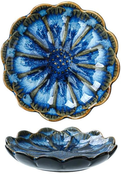 Ring Dish, Kiln Glaze Jewelry Trinket Tray, Gifts for Women I Lotus Leaf Necklace Earrings Holder on Nightstand Bathroom, Ceramic Cute Key Bowl, White. All Jewelries Are NOT Included.