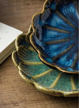 Ring Dish, Kiln Glaze Jewelry Trinket Tray, Gifts for Women I Lotus Leaf Necklace Earrings Holder on Nightstand Bathroom, Ceramic Cute Key Bowl, White. All Jewelries Are NOT Included.