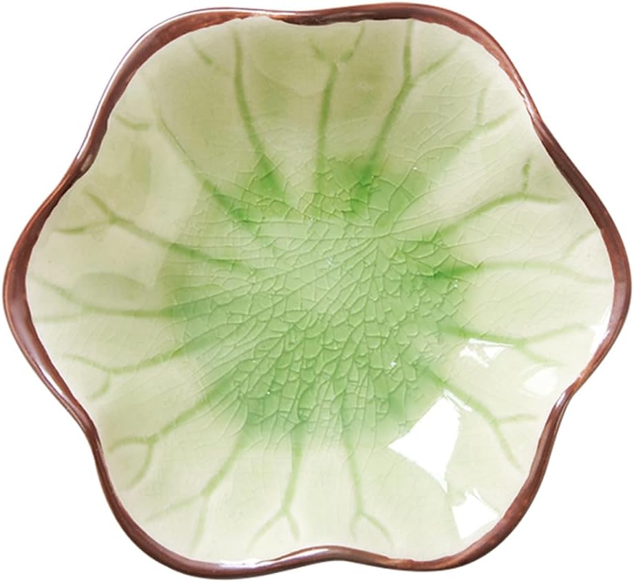 Ring Dish, Kiln Glaze Jewelry Trinket Tray, Gifts for Women I Lotus Leaf Necklace Earrings Holder on Nightstand Bathroom, Ceramic Cute Key Bowl, White. All Jewelries Are NOT Included.