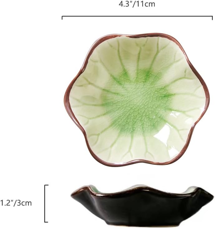 Ring Dish, Kiln Glaze Jewelry Trinket Tray, Gifts for Women I Lotus Leaf Necklace Earrings Holder on Nightstand Bathroom, Ceramic Cute Key Bowl, White. All Jewelries Are NOT Included.