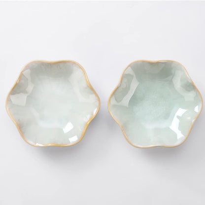 Ring Dish, Kiln Glaze Jewelry Trinket Tray, Gifts for Women I Lotus Leaf Necklace Earrings Holder on Nightstand Bathroom, Ceramic Cute Key Bowl, White. All Jewelries Are NOT Included.