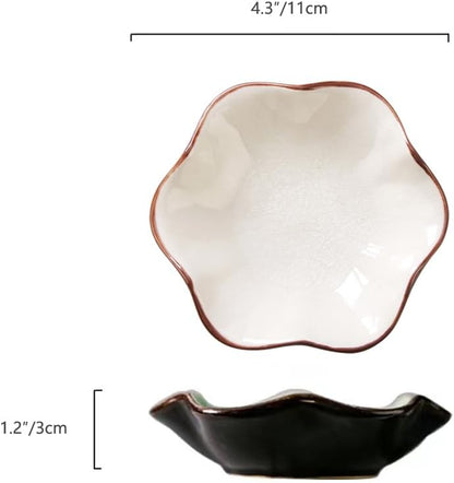 Ring Dish, Kiln Glaze Jewelry Trinket Tray, Gifts for Women I Lotus Leaf Necklace Earrings Holder on Nightstand Bathroom, Ceramic Cute Key Bowl, White. All Jewelries Are NOT Included.